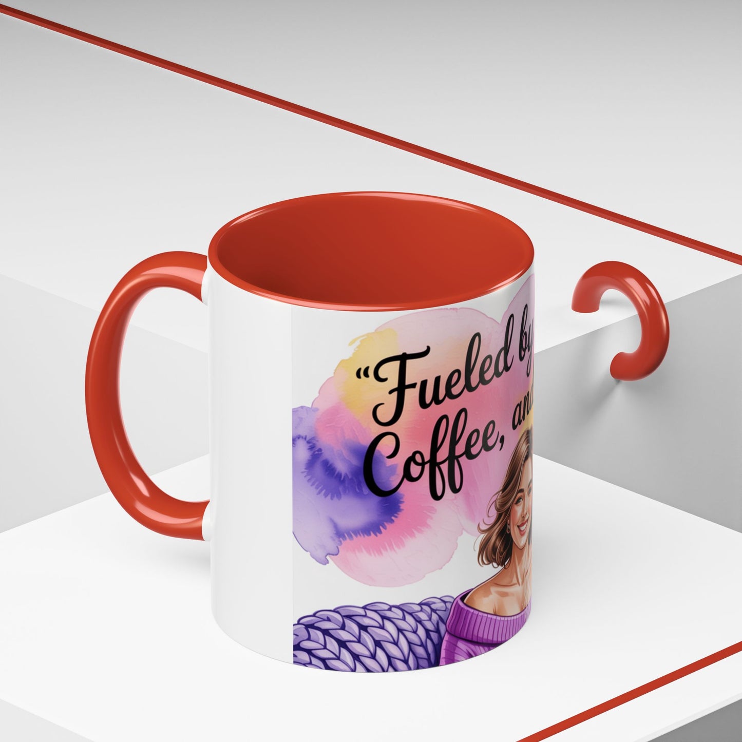 Fueled by Grace, Coffee, and Chaos Accent Coffee Mug, Colorful Design for Coffee Lovers, Hot chocolate