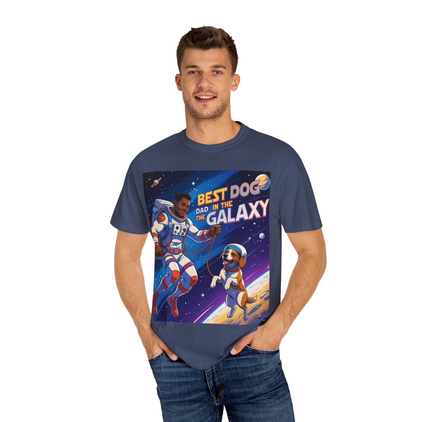 Best Dog Dad in the Galaxy T-Shirt, Unisex Space-Themed Tee, Dog Lover Gift, Father's Day Shirt, Gift for Dog Dads, Galaxy Graphic Tee