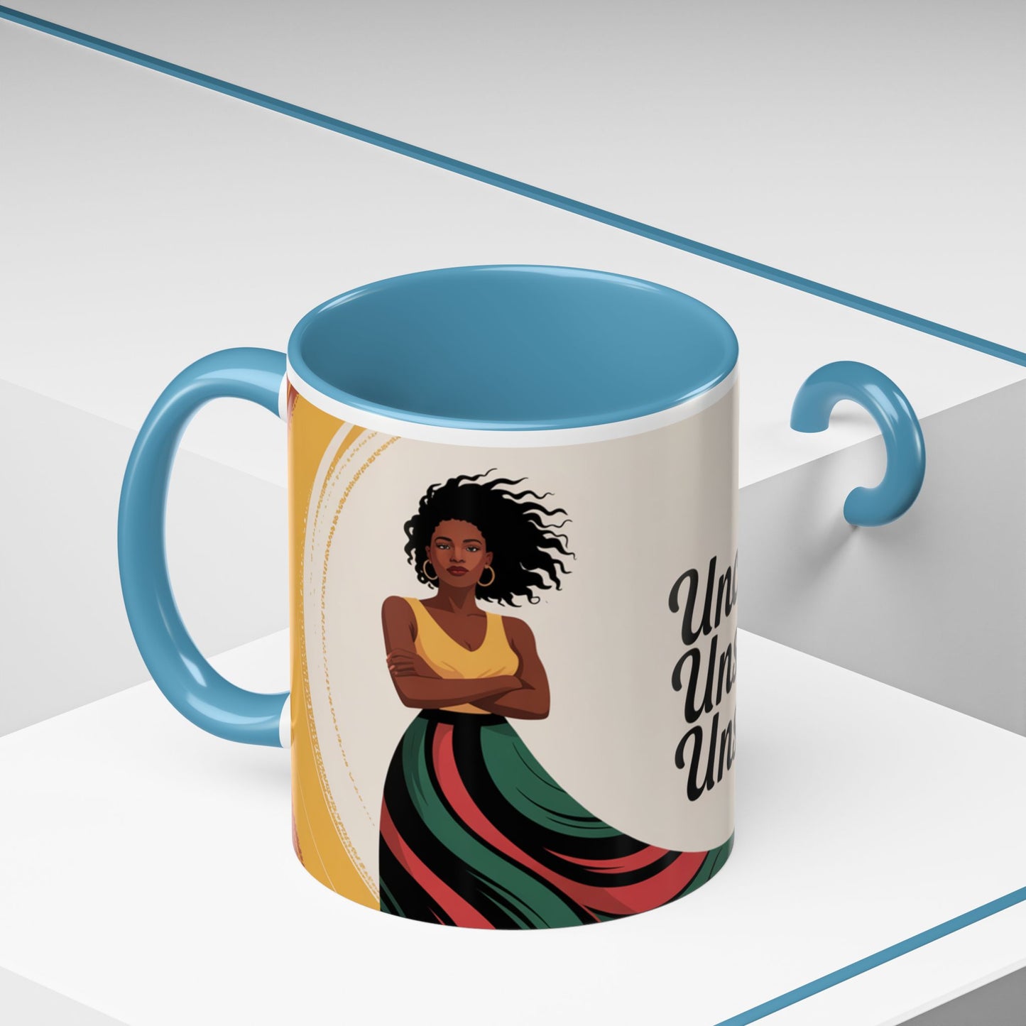 Unchained Unshaken Unstoppable Accent Coffee Mug, Juneteenth