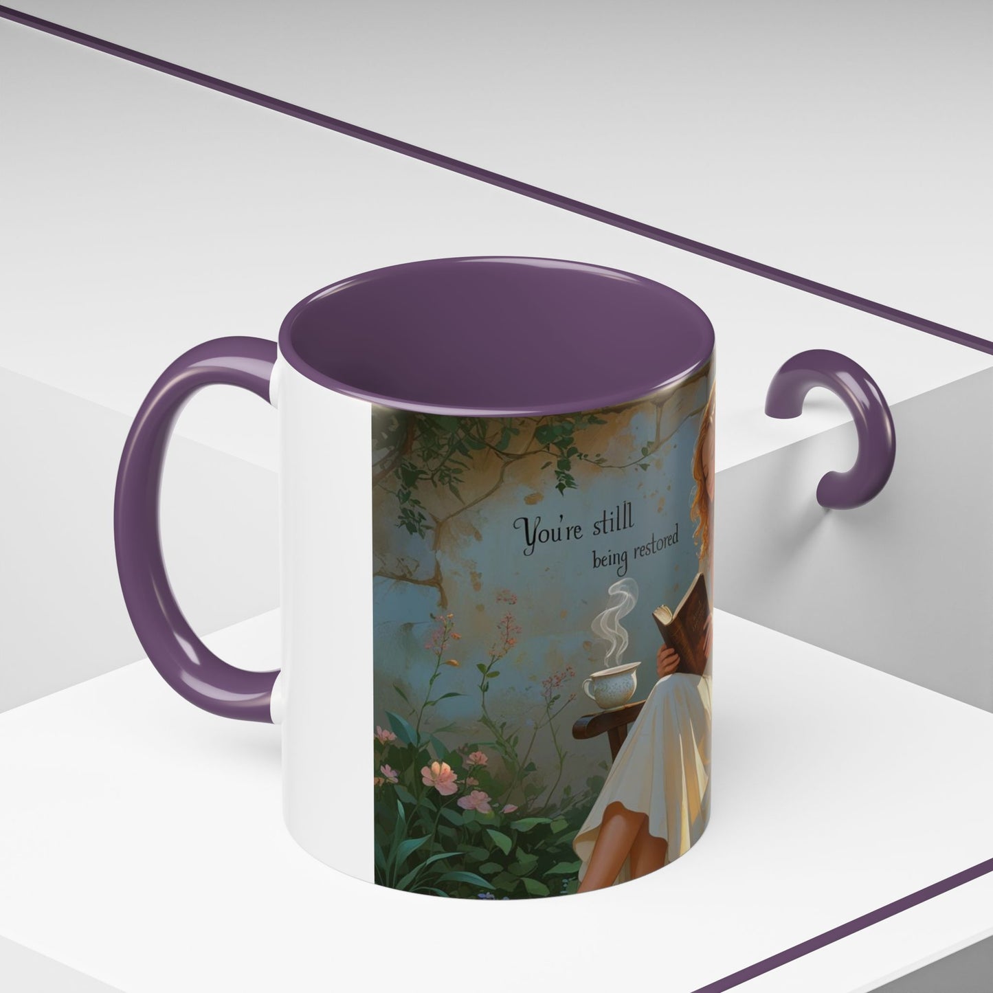 Accent Coffee Mug with Inspirational Design, Cozy Gift for Readers, Perfect for Relaxation, Home Decor, Warm Beverage Lover