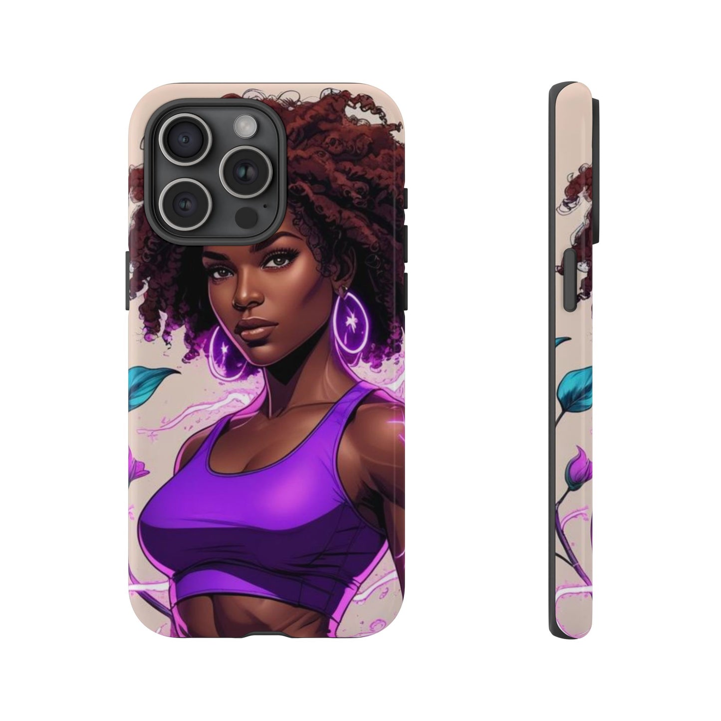 Vibrant Phone Case featuring Empowering Design, Black Woman Art, Floral Phone Accessory, Tough Cases for Gifts, Unique Gift for Her
