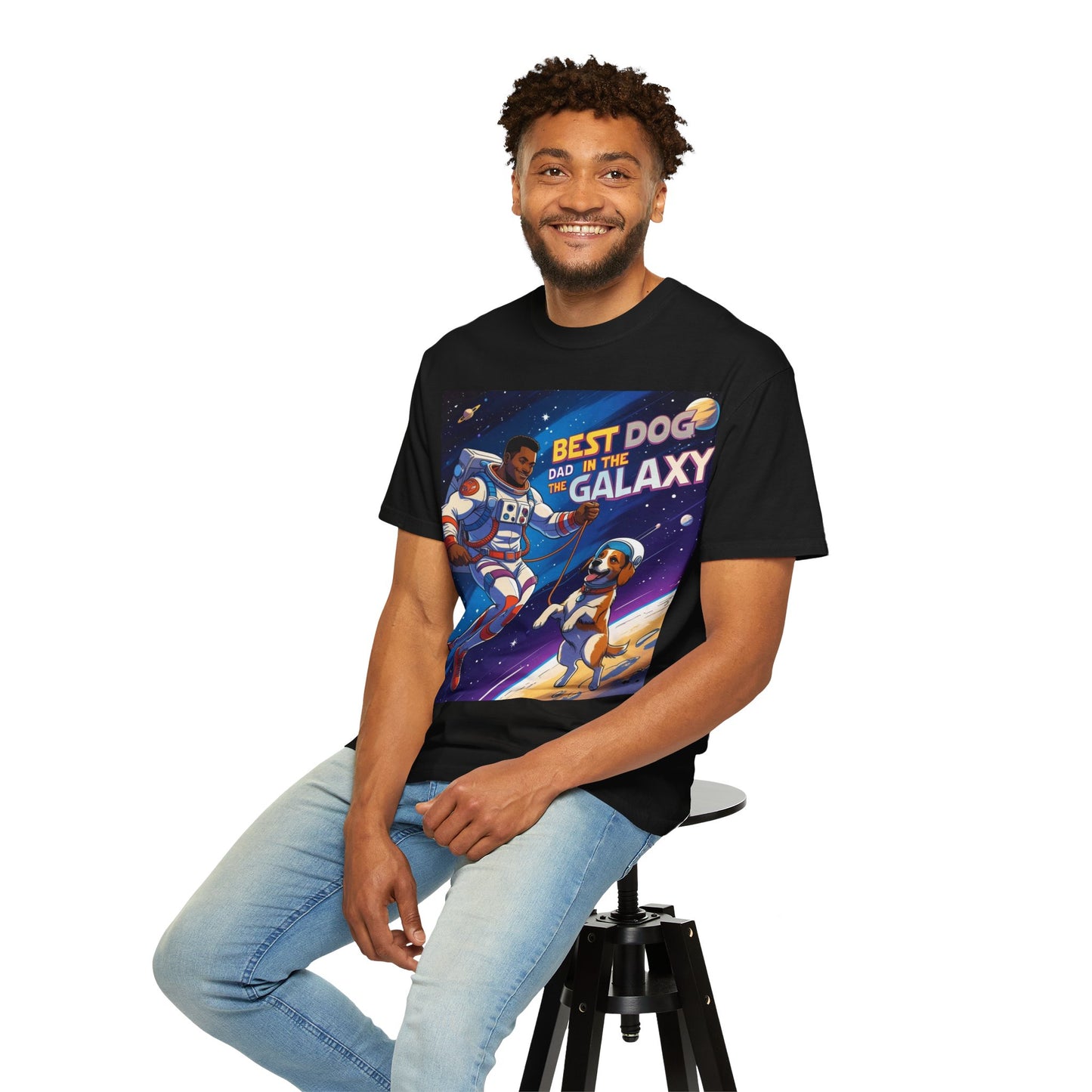 Best Dog Dad in the Galaxy T-Shirt, Unisex Space-Themed Tee, Dog Lover Gift, Father's Day Shirt, Gift for Dog Dads, Galaxy Graphic Tee