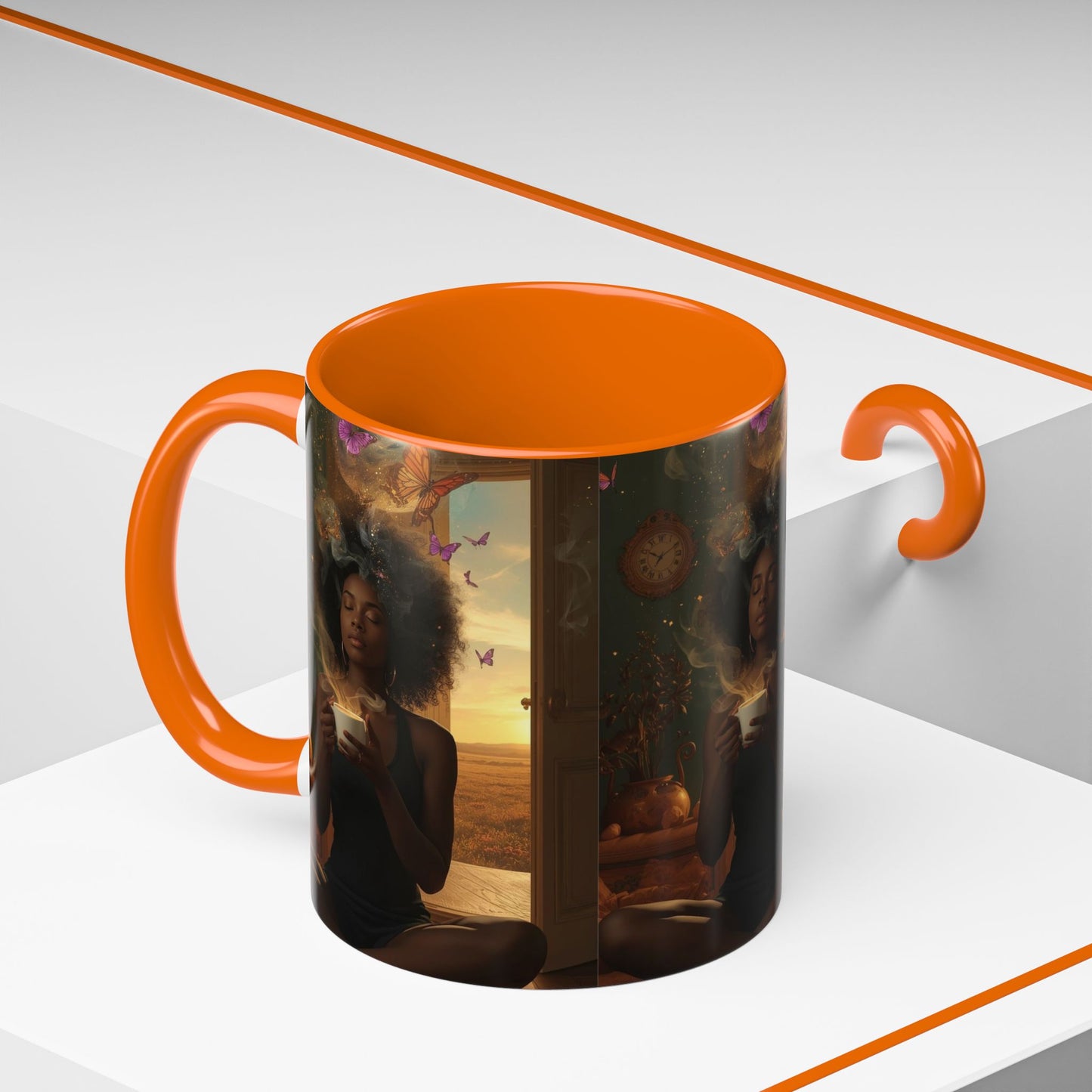 Serene Morning Accent Coffee Mug - Perfect for Tea Lovers, Unique Gift for Women, Cozy Home Decor, Butterfly Design Memento