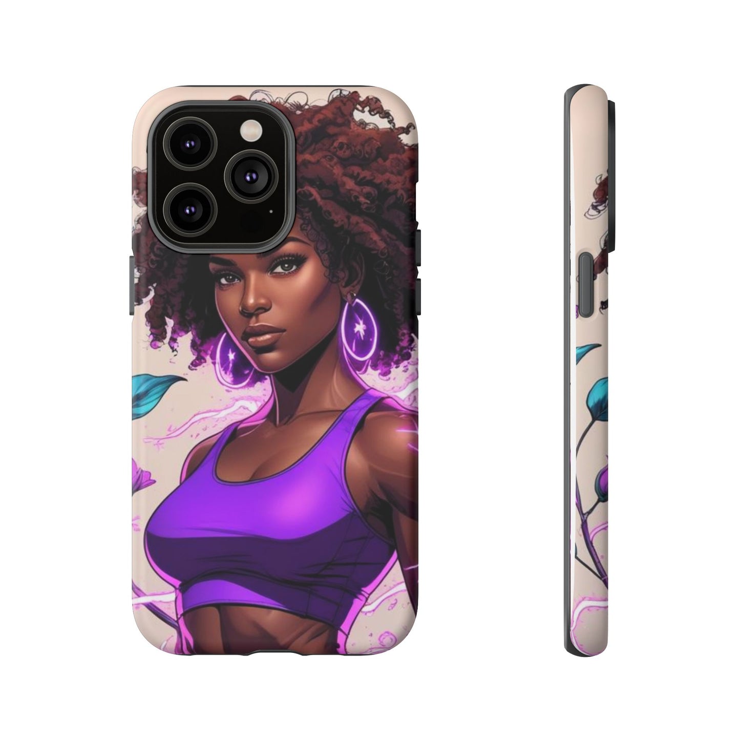 Vibrant Phone Case featuring Empowering Design, Black Woman Art, Floral Phone Accessory, Tough Cases for Gifts, Unique Gift for Her