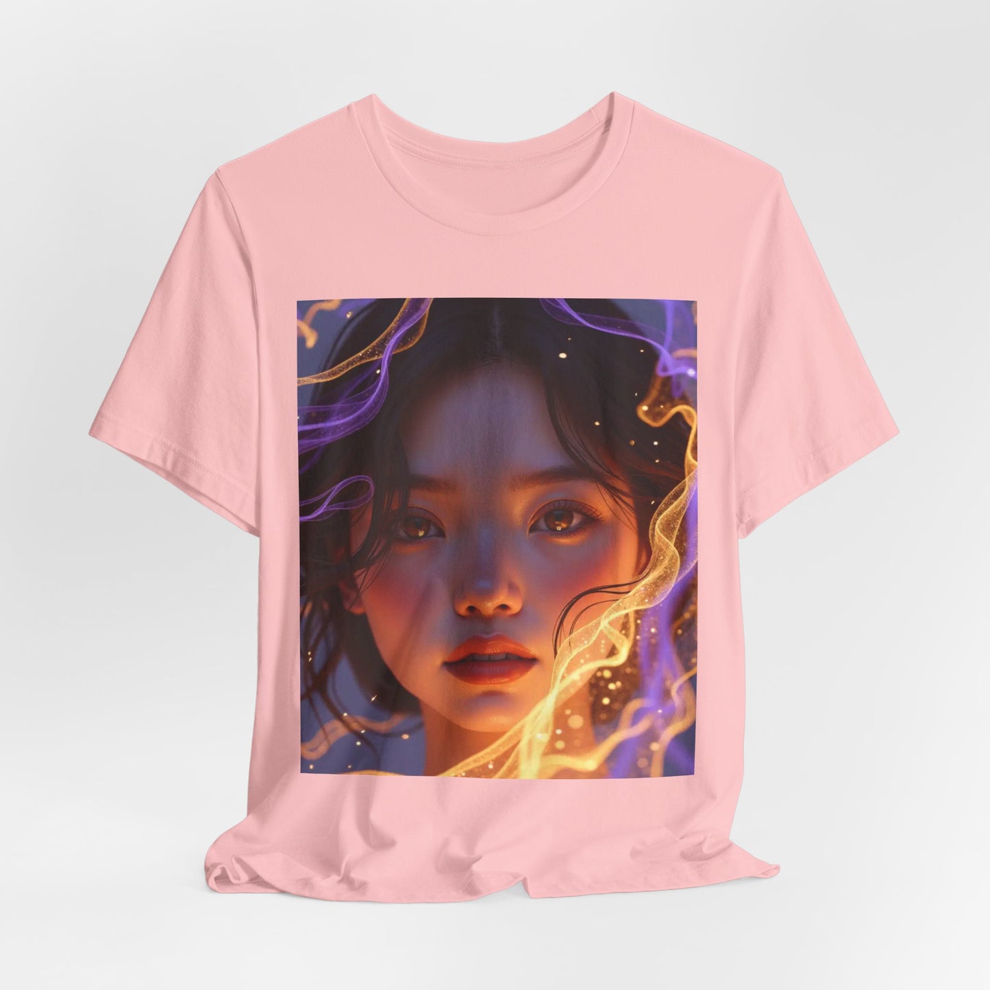 Enigmatic Portrait Tee, Unisex Graphic T-Shirt, Artistic Short Sleeve Shirt, Casual Everyday Wear, Unique Gift for Art Lovers
