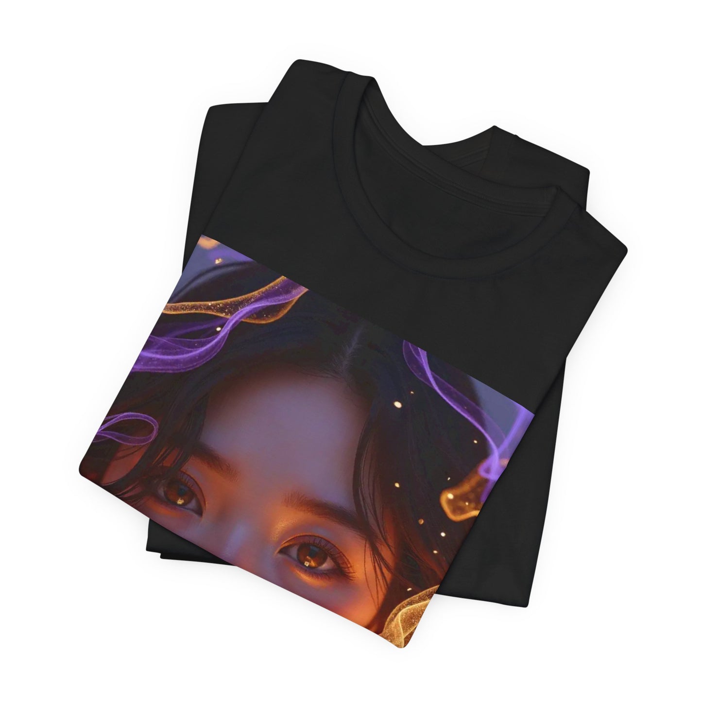 Enigmatic Portrait Tee, Unisex Graphic T-Shirt, Artistic Short Sleeve Shirt, Casual Everyday Wear, Unique Gift for Art Lovers
