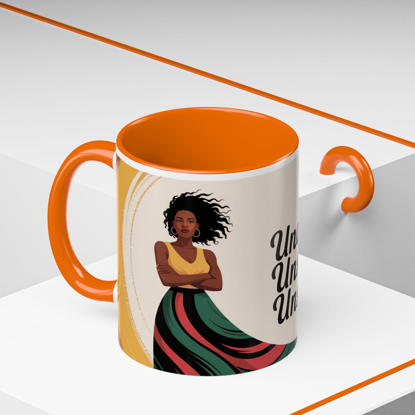 Unchained Unshaken Unstoppable Accent Coffee Mug, Juneteenth