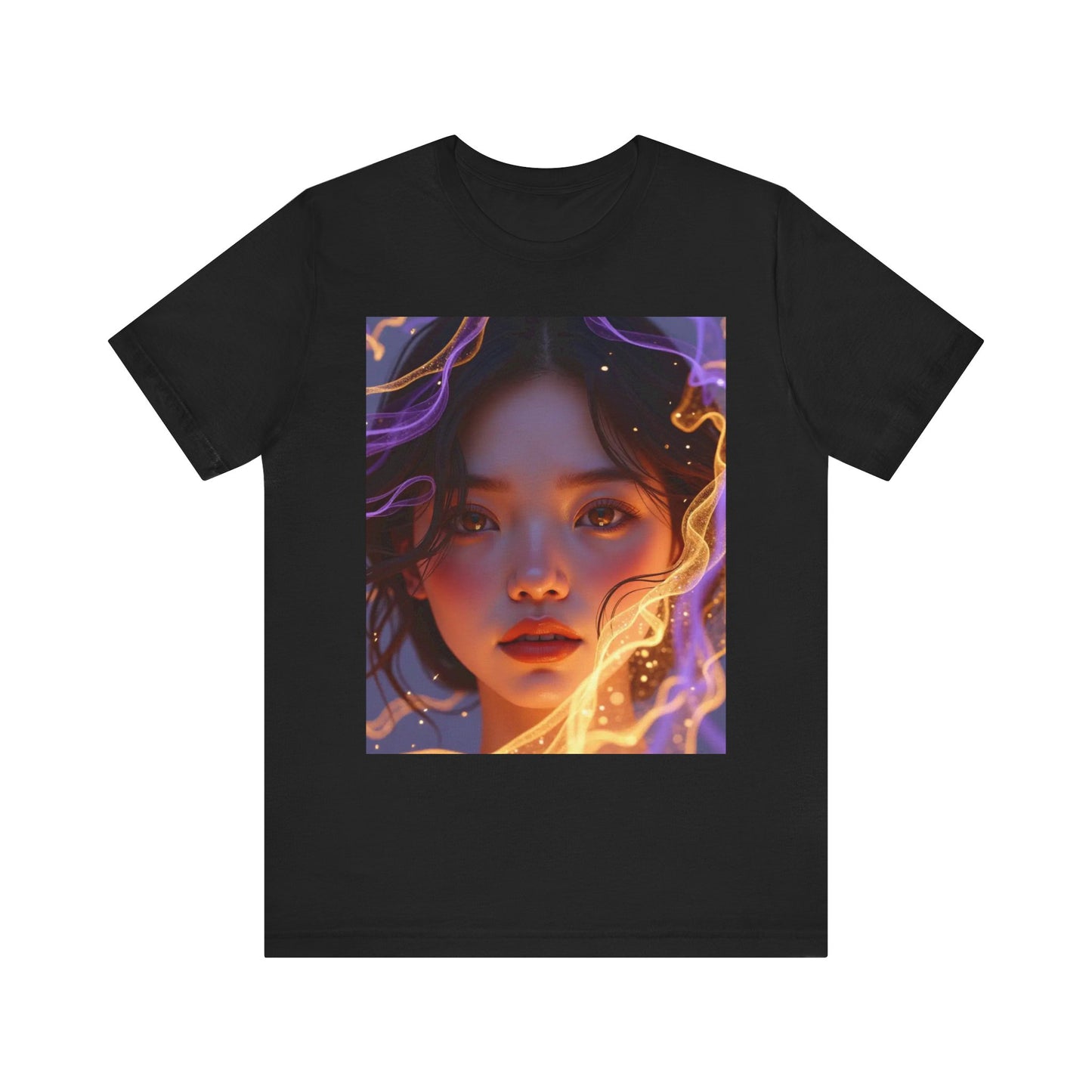 Enigmatic Portrait Tee, Unisex Graphic T-Shirt, Artistic Short Sleeve Shirt, Casual Everyday Wear, Unique Gift for Art Lovers
