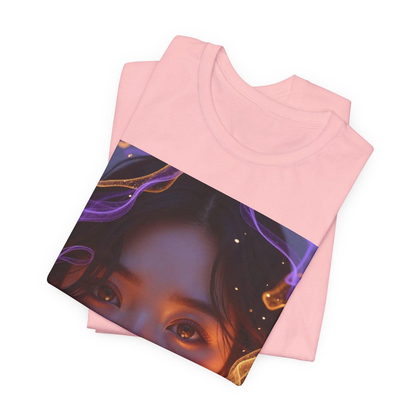 Enigmatic Portrait Tee, Unisex Graphic T-Shirt, Artistic Short Sleeve Shirt, Casual Everyday Wear, Unique Gift for Art Lovers