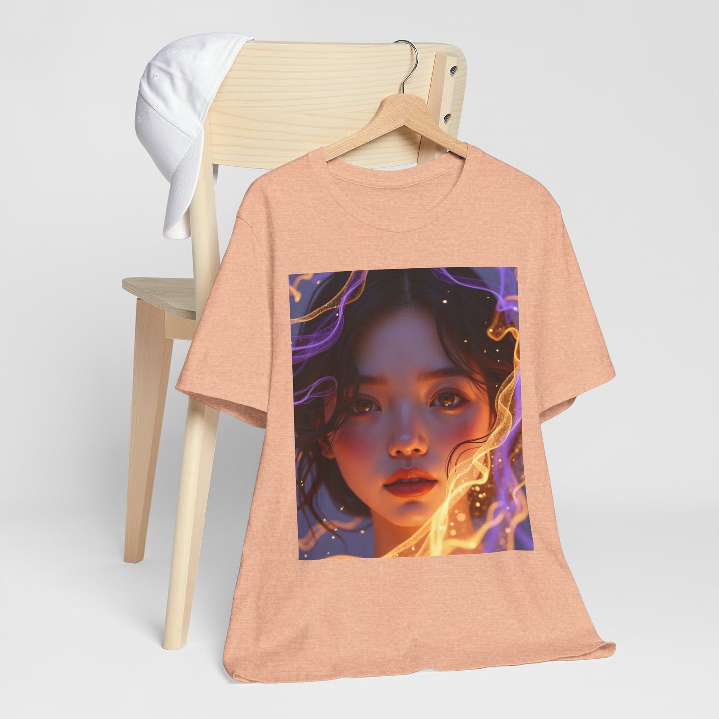 Enigmatic Portrait Tee, Unisex Graphic T-Shirt, Artistic Short Sleeve Shirt, Casual Everyday Wear, Unique Gift for Art Lovers
