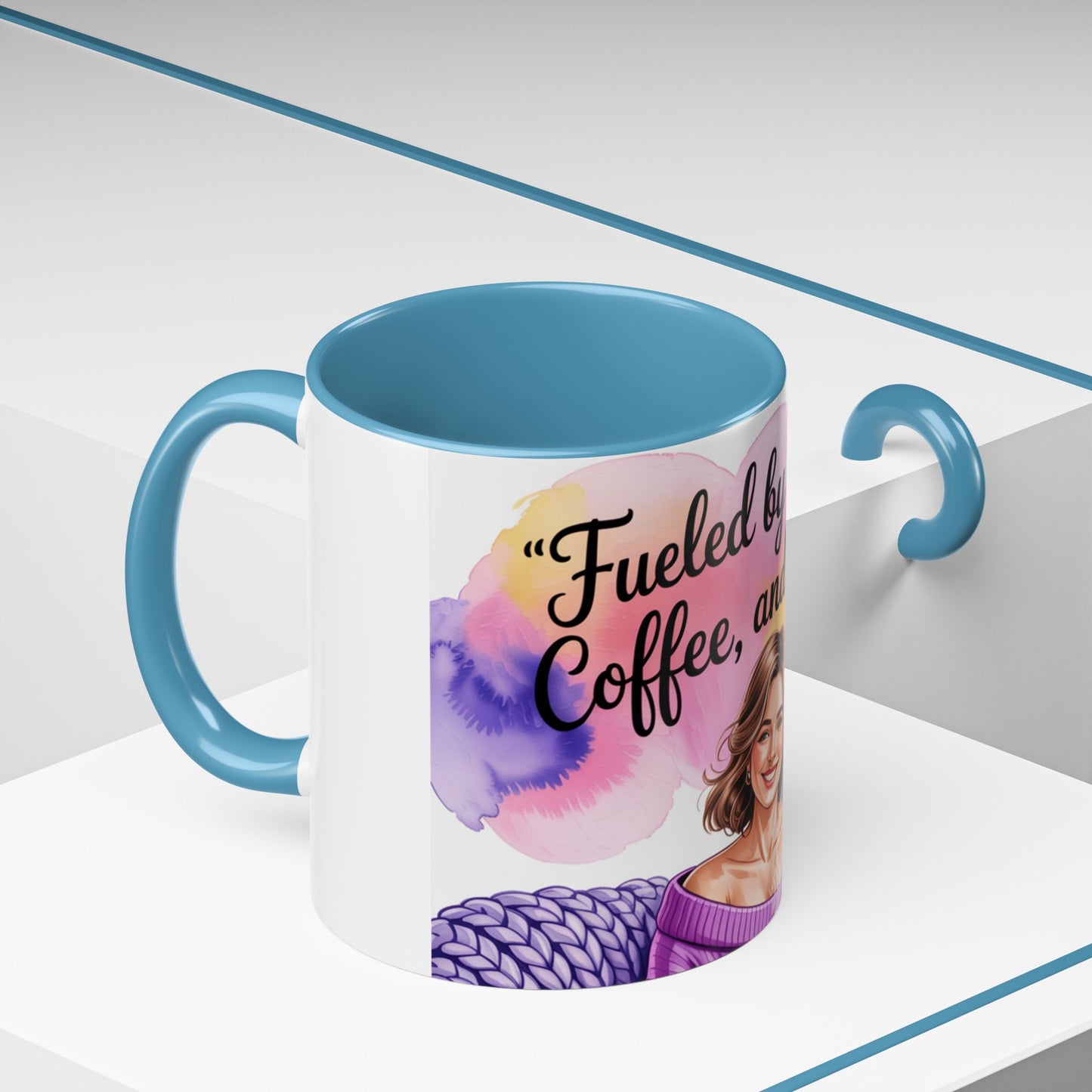 Fueled by Grace, Coffee, and Chaos Accent Coffee Mug, Colorful Design for Coffee Lovers, Hot chocolate