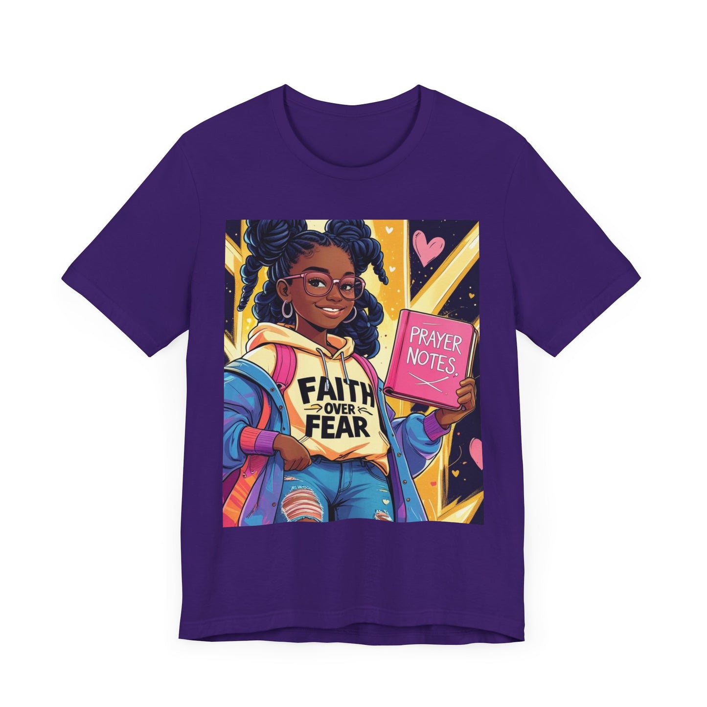 Faith Over Fear Unisex Tee - Empowering Graphic Shirt for Positivity, Inspirational Gift, Youth Apparel, Prayer Notes Design, Teen, Women