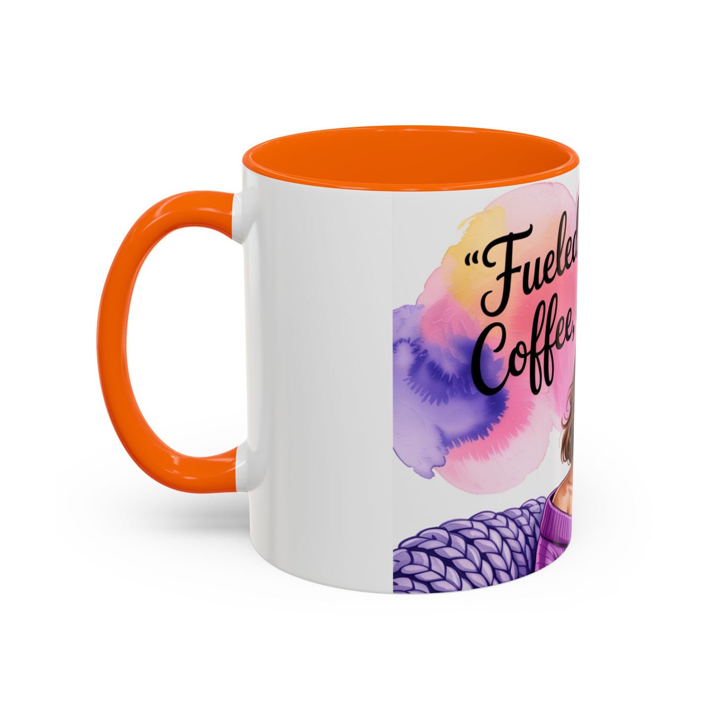 Fueled by Grace, Coffee, and Chaos Accent Coffee Mug, Colorful Design for Coffee Lovers, Hot chocolate