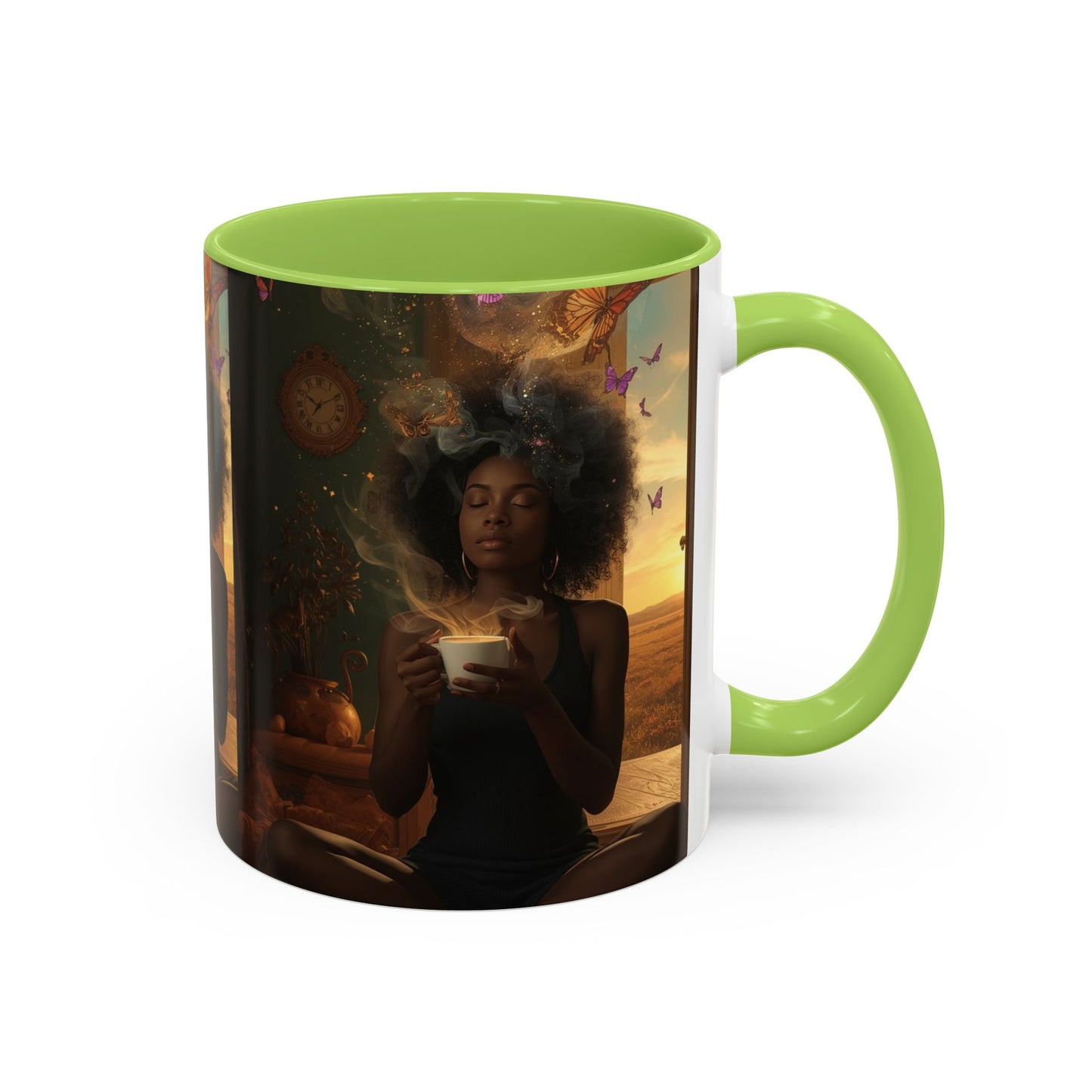 Serene Morning Accent Coffee Mug - Perfect for Tea Lovers, Unique Gift for Women, Cozy Home Decor, Butterfly Design Memento