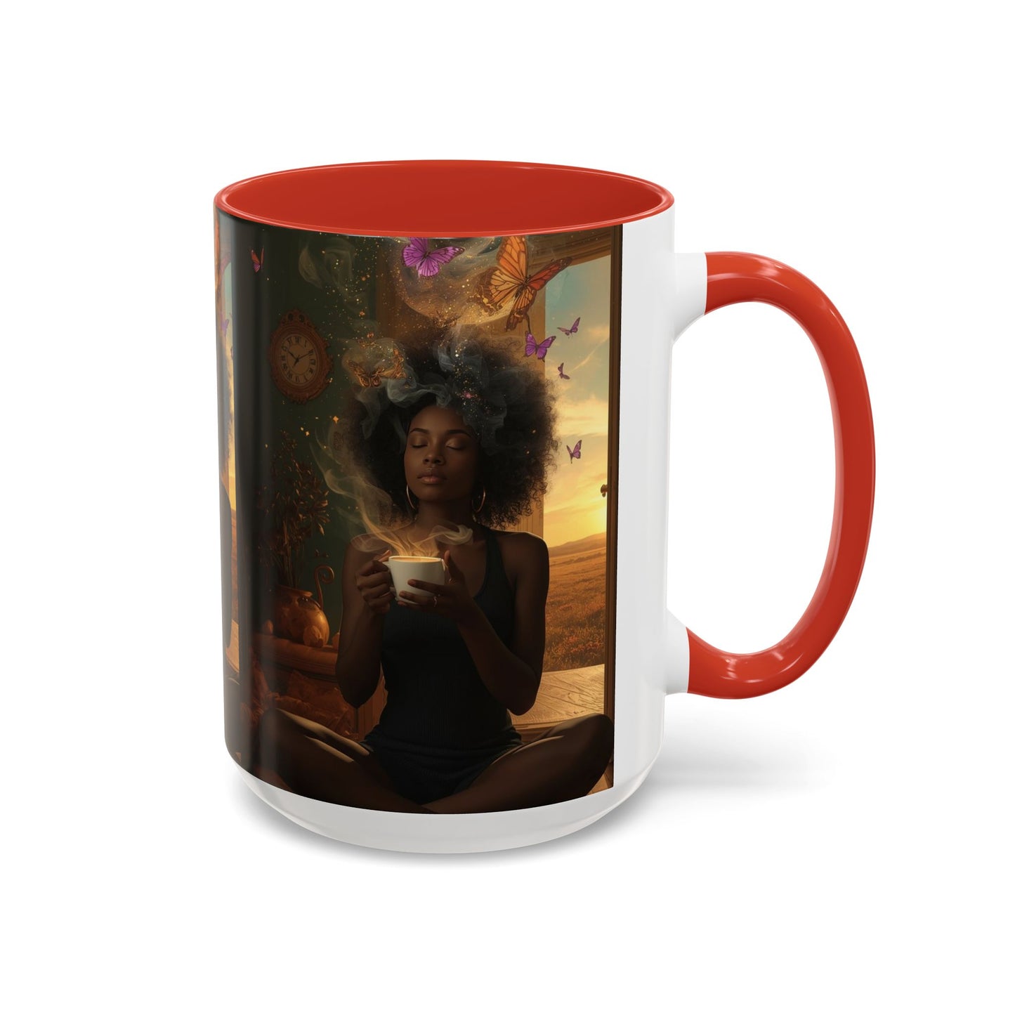 Serene Morning Accent Coffee Mug - Perfect for Tea Lovers, Unique Gift for Women, Cozy Home Decor, Butterfly Design Memento