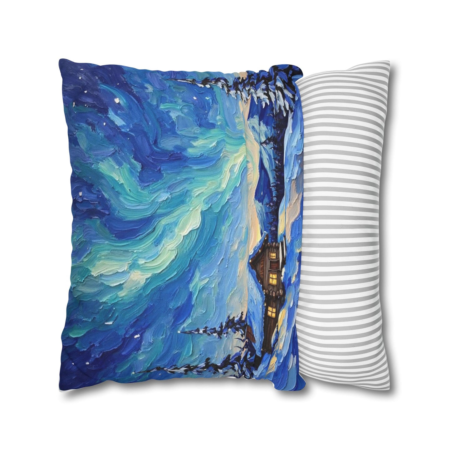 Cozy Winter Landscape Pillowcase, Decorative Cushion Cover for Home, Winter Decor, Christmas Gift, Cabin Aesthetic
