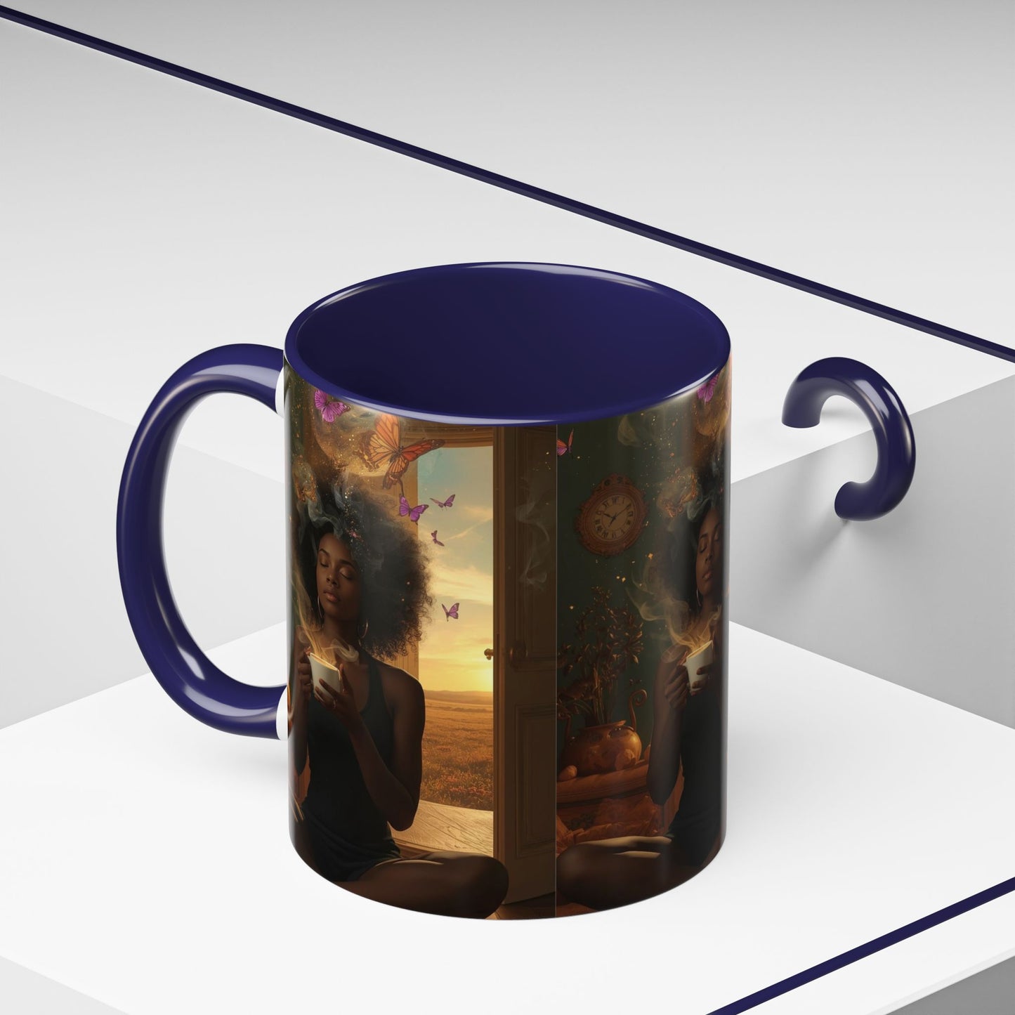 Serene Morning Accent Coffee Mug - Perfect for Tea Lovers, Unique Gift for Women, Cozy Home Decor, Butterfly Design Memento
