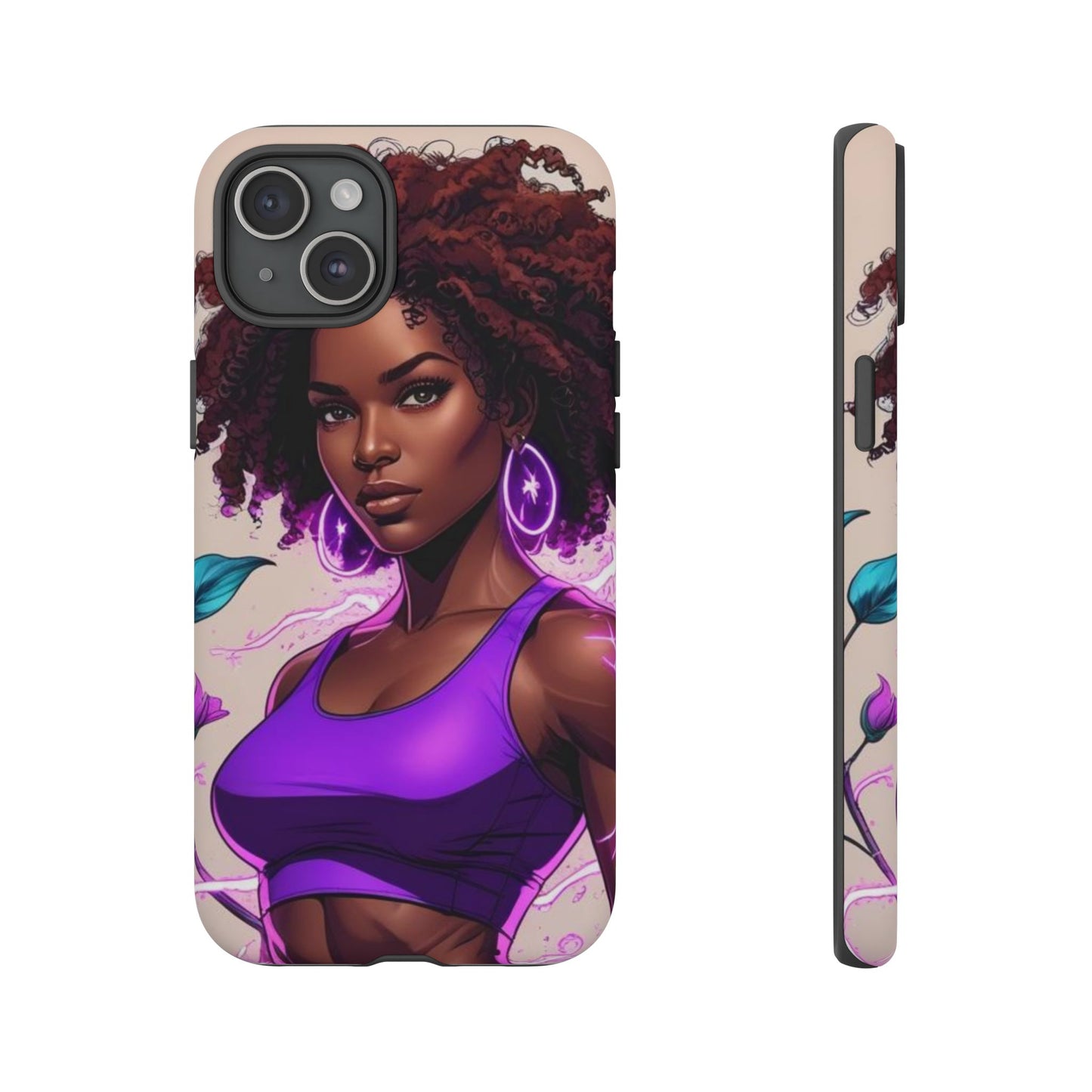 Vibrant Phone Case featuring Empowering Design, Black Woman Art, Floral Phone Accessory, Tough Cases for Gifts, Unique Gift for Her