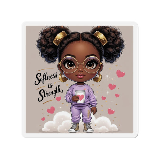 Cute Die-Cut Magnets | Empowering Art for Home, Planner Decor, Gift for Teens, Softness is Strength