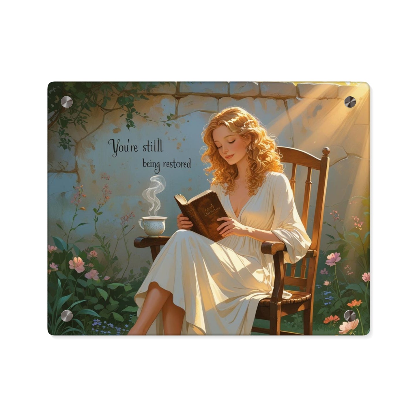 Restorative Acrylic Wall Art Panel, Inspirational Home Decor, Reading Quotes Art, Cozy Living Room Decor, Gift for Book Lovers