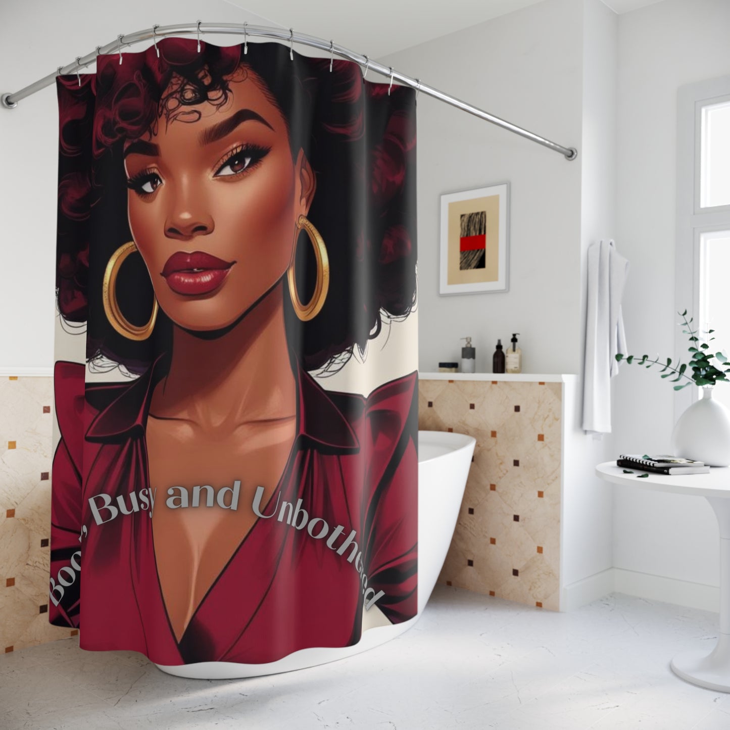 Elegant Afrocentric Shower Curtain - Inspired by Strong Black Women, Bathroom Decor, Unique Gift, Home Accents, Self-Care Decor