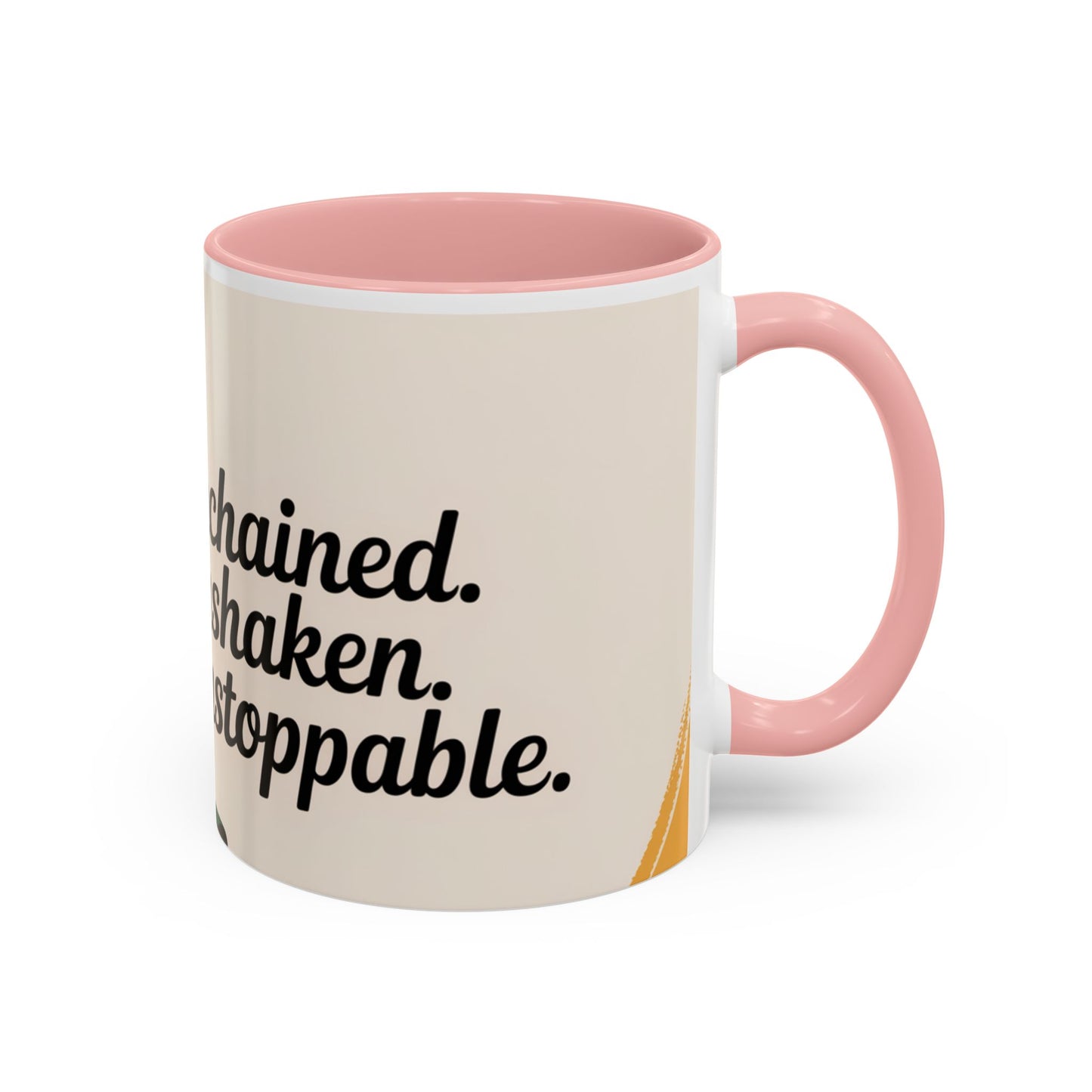 Unchained Unshaken Unstoppable Accent Coffee Mug, Juneteenth