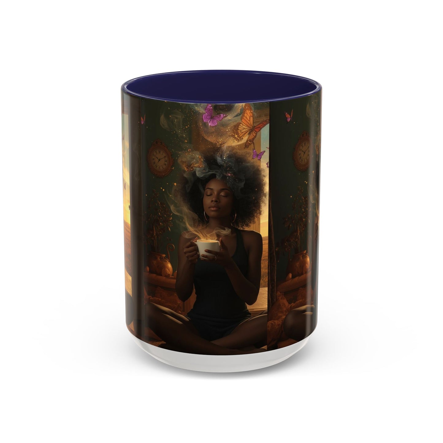 Serene Morning Accent Coffee Mug - Perfect for Tea Lovers, Unique Gift for Women, Cozy Home Decor, Butterfly Design Memento
