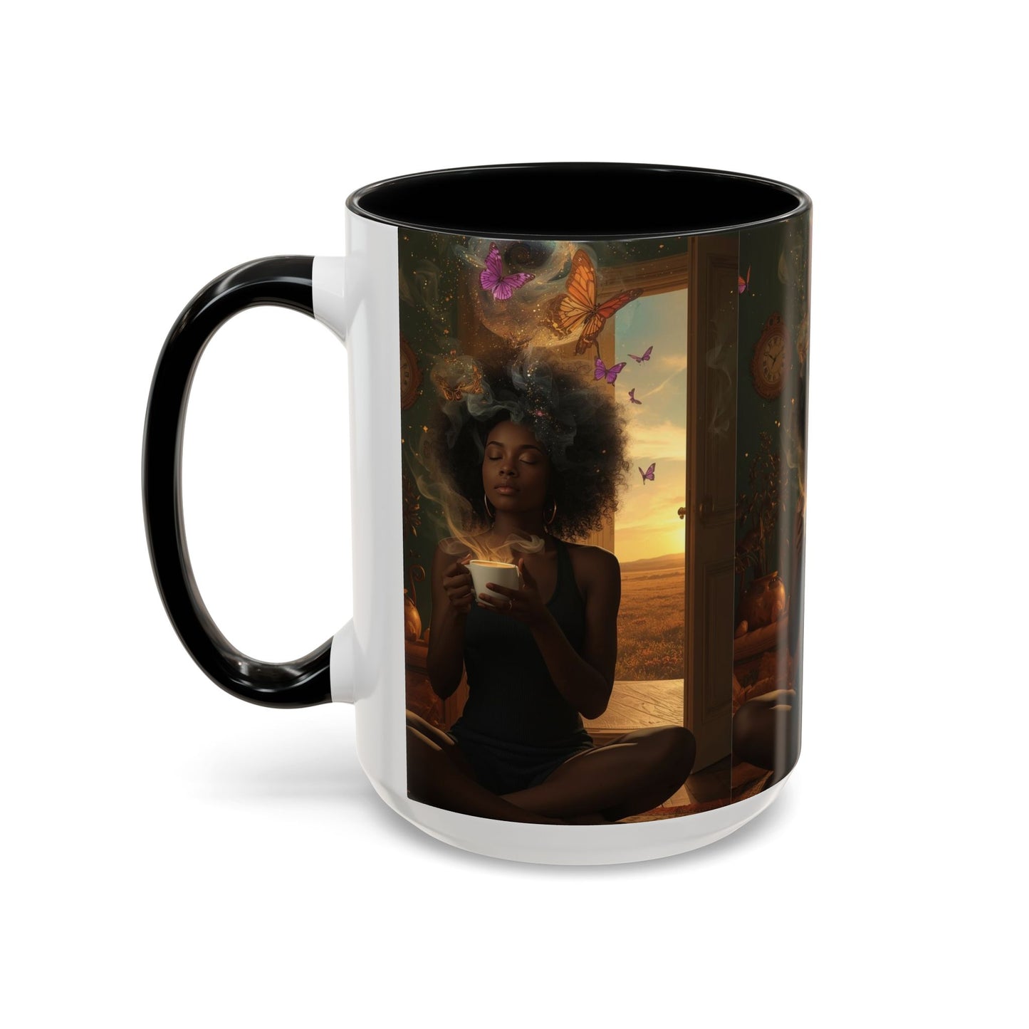 Serene Morning Accent Coffee Mug - Perfect for Tea Lovers, Unique Gift for Women, Cozy Home Decor, Butterfly Design Memento