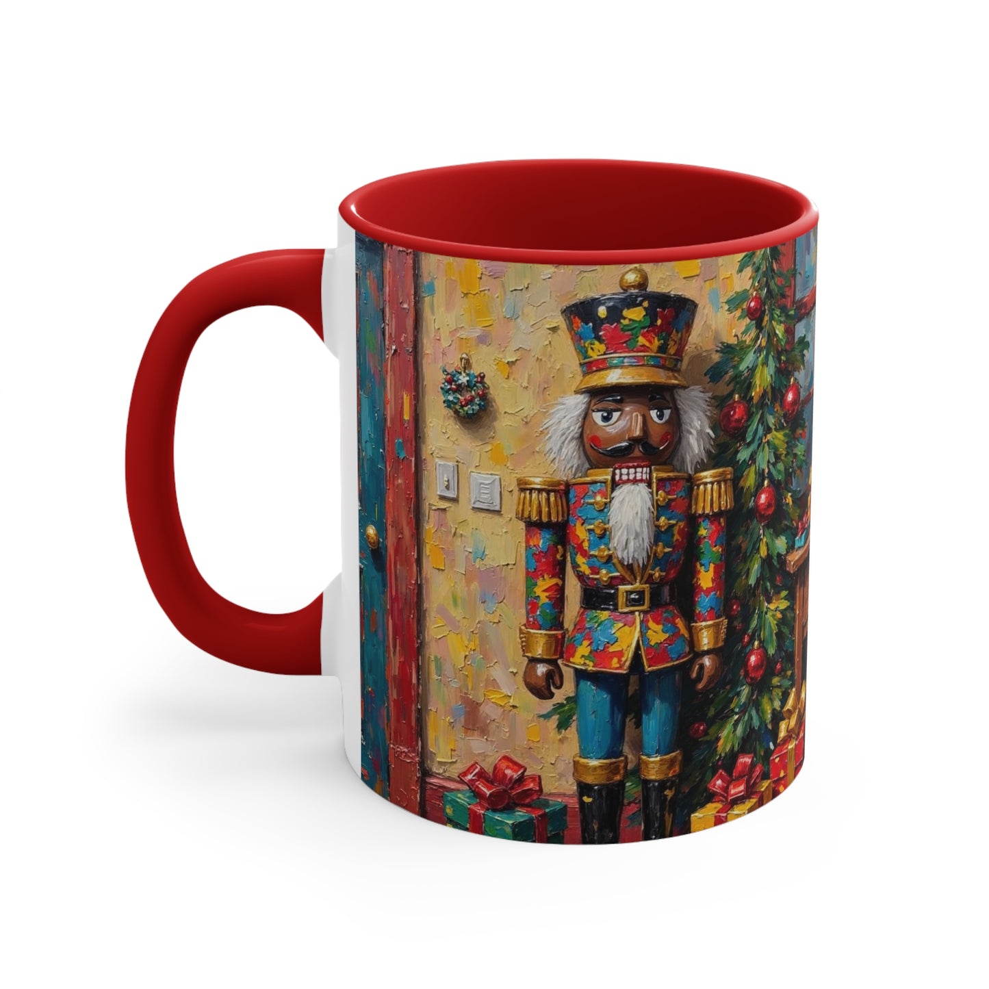 Christmas Nutcracker Accent Mug, Holiday Coffee Cup, Festive Drinkware, Seasonal Gift, Winter Home Decor