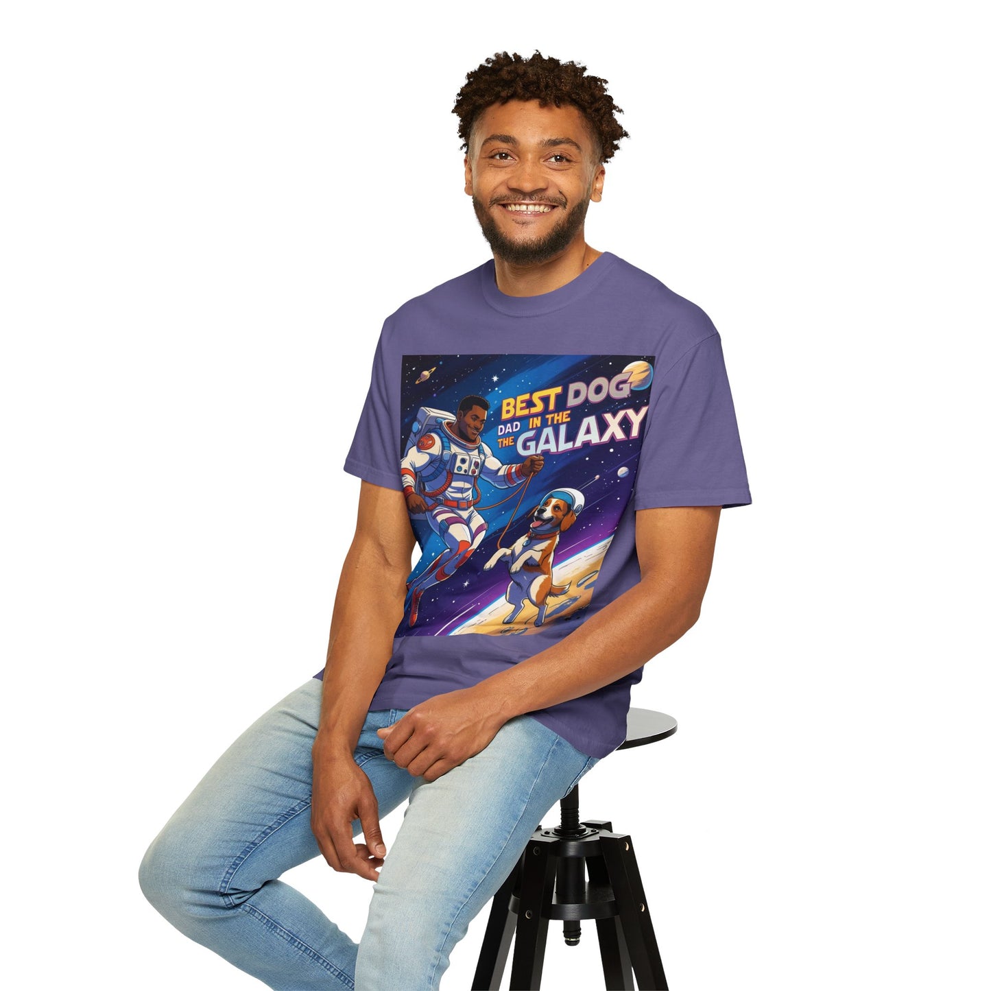 Best Dog Dad in the Galaxy T-Shirt, Unisex Space-Themed Tee, Dog Lover Gift, Father's Day Shirt, Gift for Dog Dads, Galaxy Graphic Tee