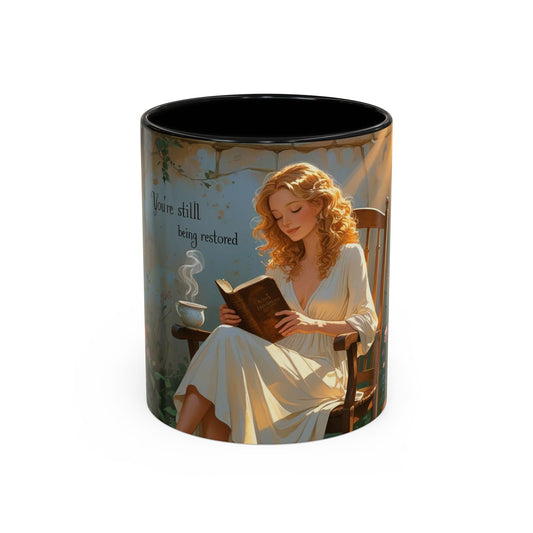 Accent Coffee Mug with Inspirational Design, Cozy Gift for Readers, Perfect for Relaxation, Home Decor, Warm Beverage Lover