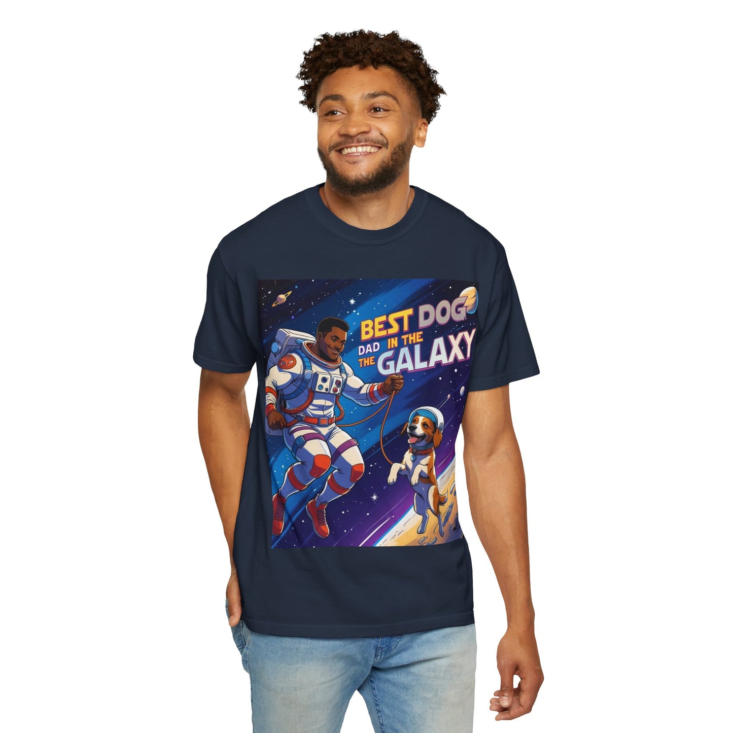 Best Dog Dad in the Galaxy T-Shirt, Unisex Space-Themed Tee, Dog Lover Gift, Father's Day Shirt, Gift for Dog Dads, Galaxy Graphic Tee