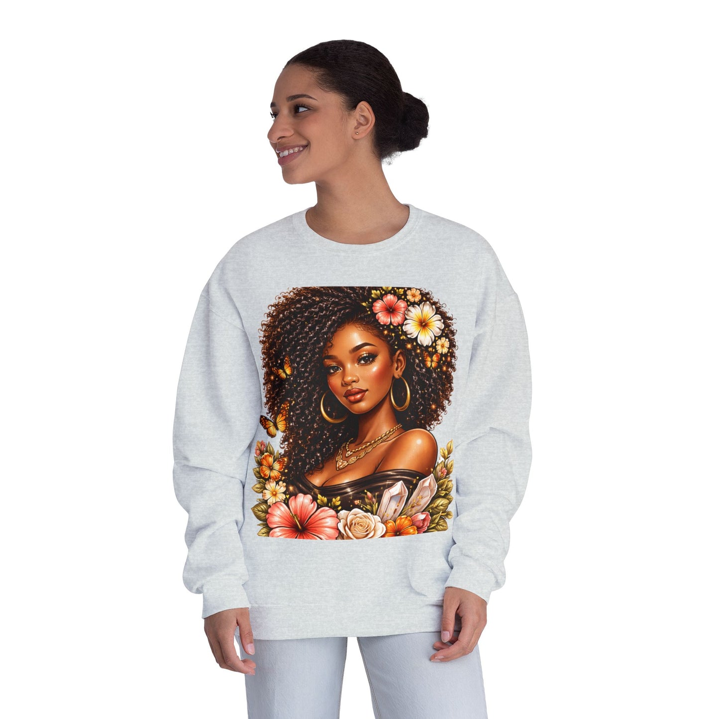 Afro Floral Portrait Crewneck Sweatshirt