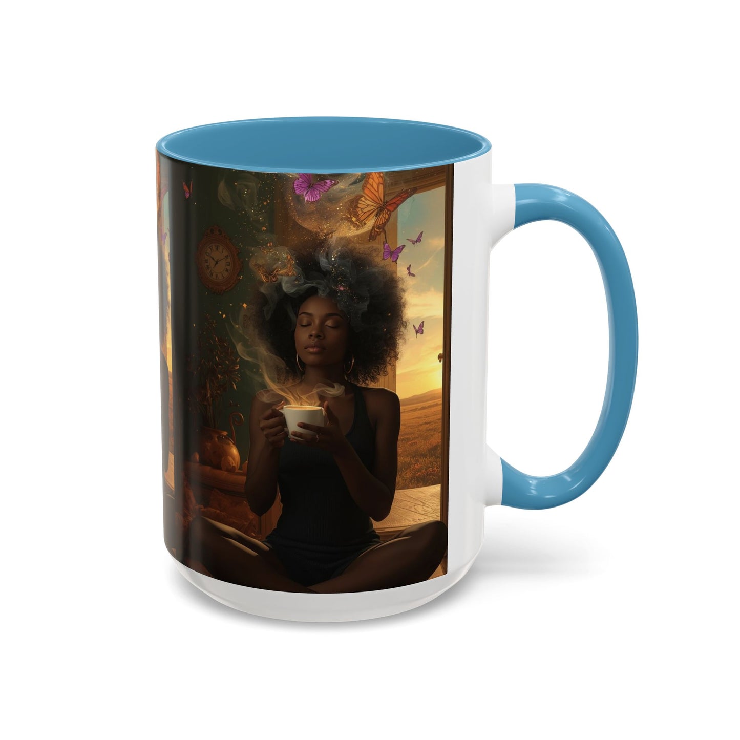 Serene Morning Accent Coffee Mug - Perfect for Tea Lovers, Unique Gift for Women, Cozy Home Decor, Butterfly Design Memento