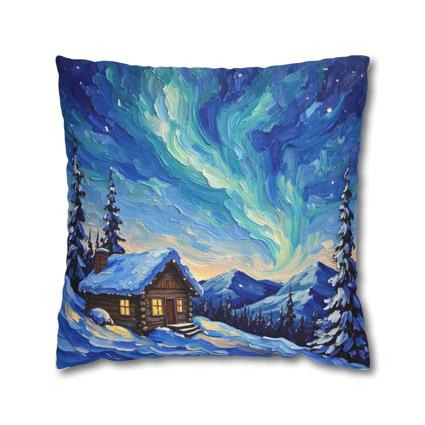 Cozy Winter Landscape Pillowcase, Decorative Cushion Cover for Home, Winter Decor, Christmas Gift, Cabin Aesthetic