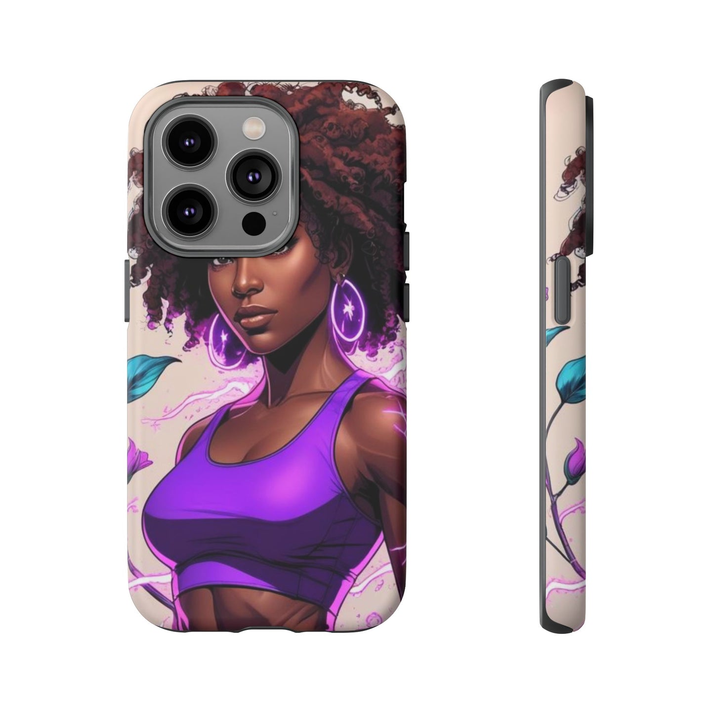 Vibrant Phone Case featuring Empowering Design, Black Woman Art, Floral Phone Accessory, Tough Cases for Gifts, Unique Gift for Her