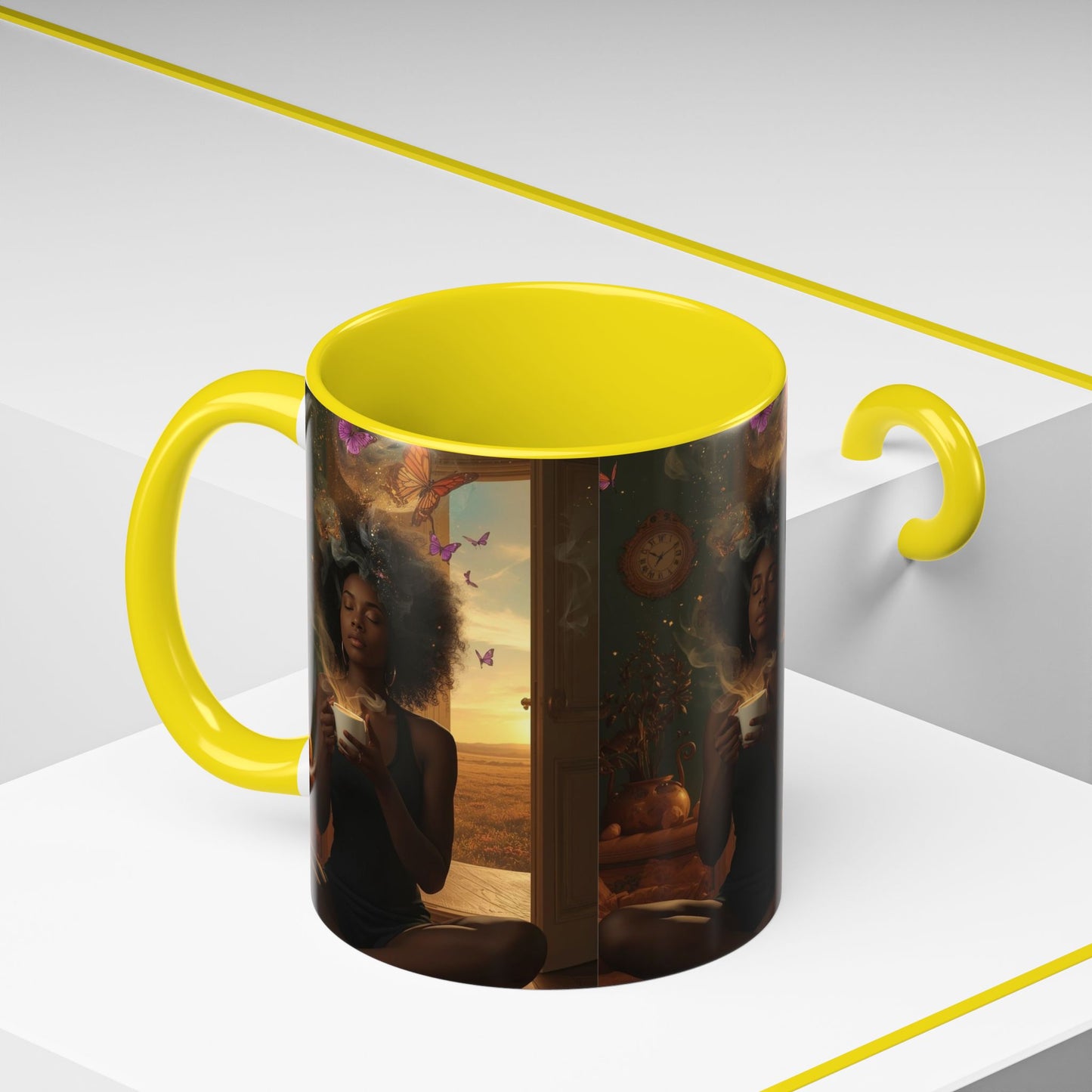 Serene Morning Accent Coffee Mug - Perfect for Tea Lovers, Unique Gift for Women, Cozy Home Decor, Butterfly Design Memento