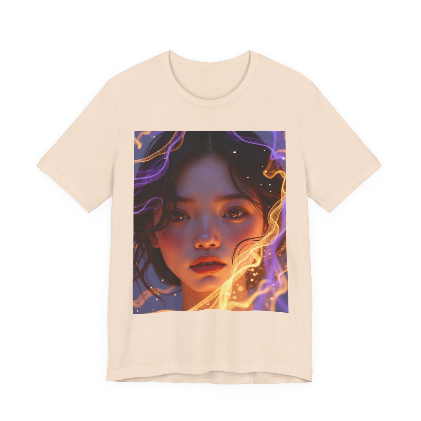 Enigmatic Portrait Tee, Unisex Graphic T-Shirt, Artistic Short Sleeve Shirt, Casual Everyday Wear, Unique Gift for Art Lovers