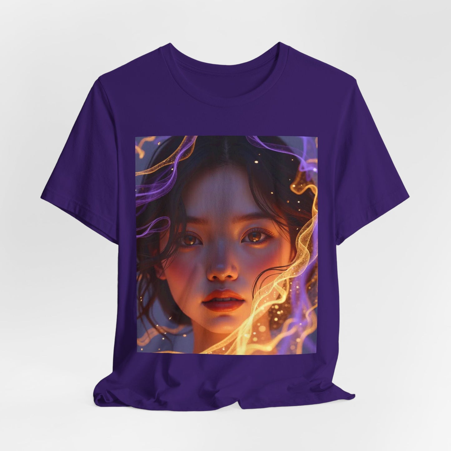 Enigmatic Portrait Tee, Unisex Graphic T-Shirt, Artistic Short Sleeve Shirt, Casual Everyday Wear, Unique Gift for Art Lovers