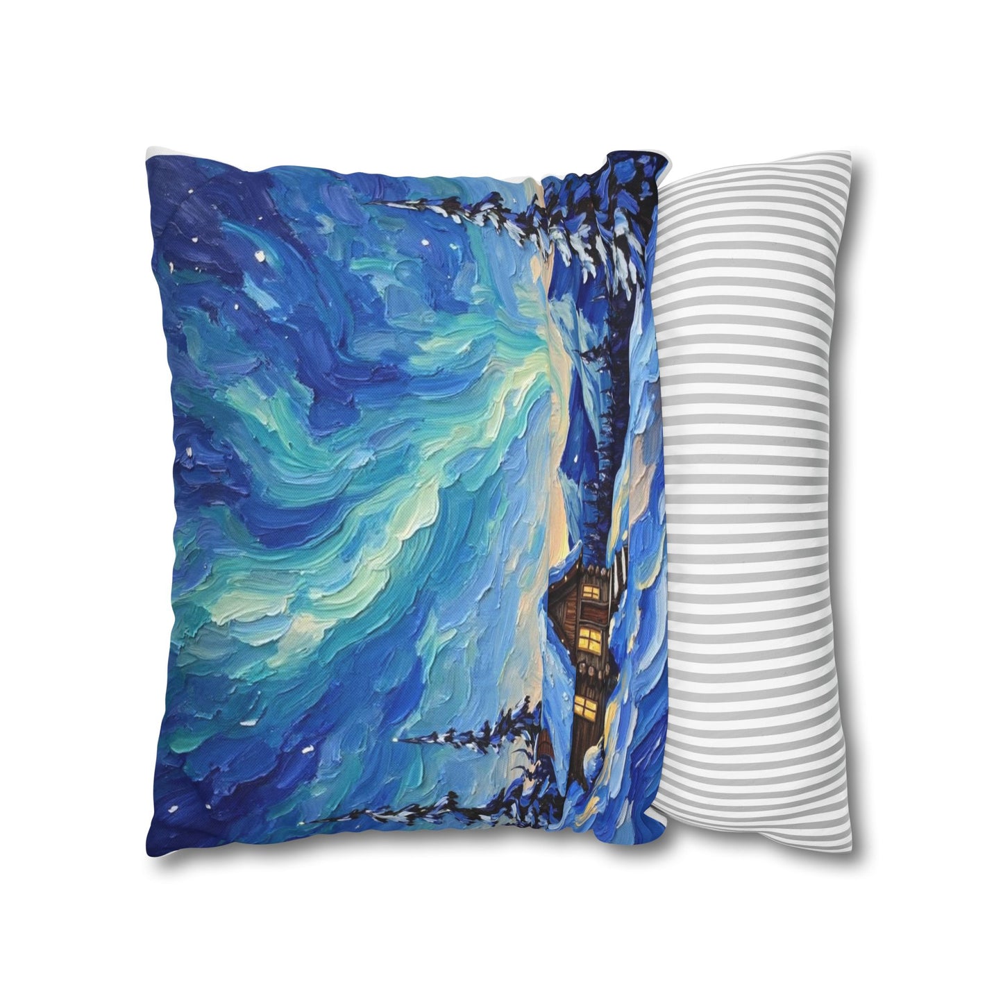 Cozy Winter Landscape Pillowcase, Decorative Cushion Cover for Home, Winter Decor, Christmas Gift, Cabin Aesthetic
