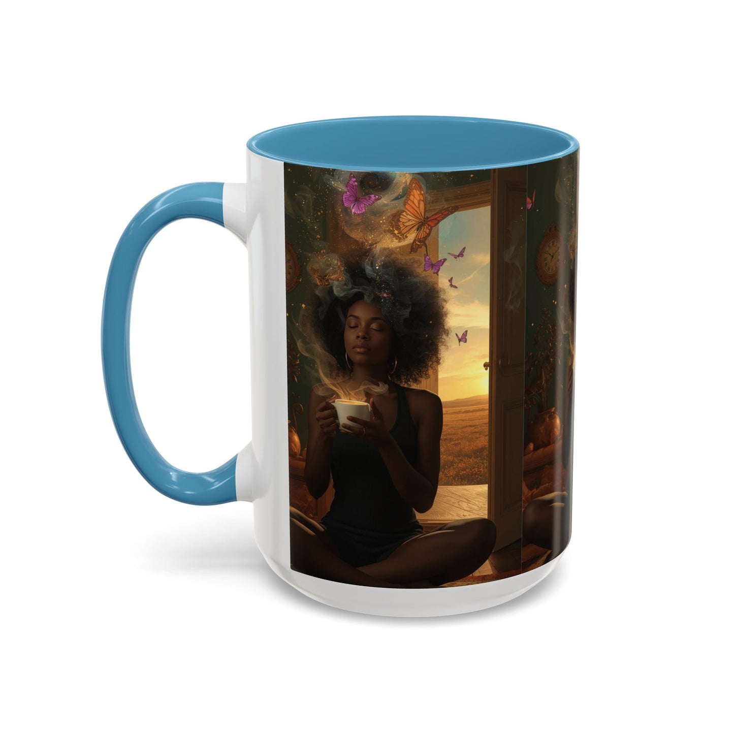 Serene Morning Accent Coffee Mug - Perfect for Tea Lovers, Unique Gift for Women, Cozy Home Decor, Butterfly Design Memento