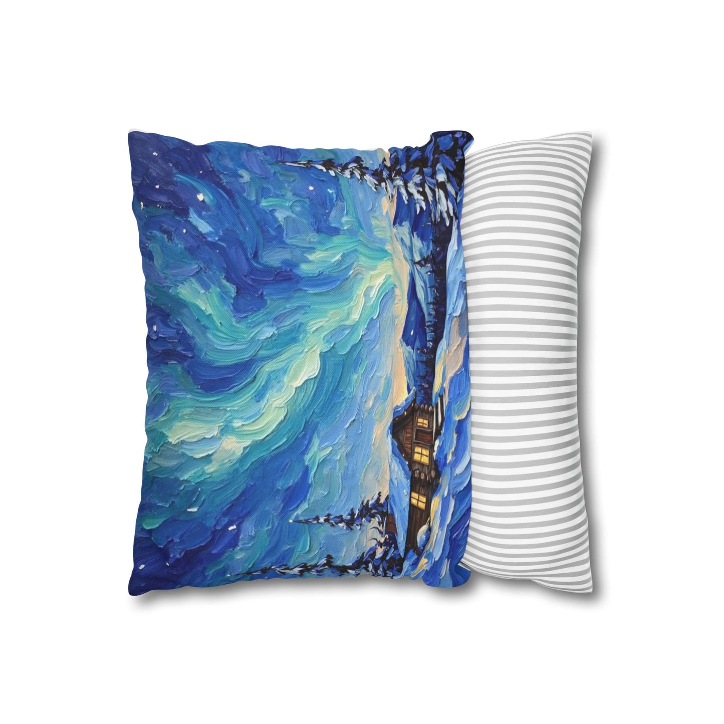Cozy Winter Landscape Pillowcase, Decorative Cushion Cover for Home, Winter Decor, Christmas Gift, Cabin Aesthetic