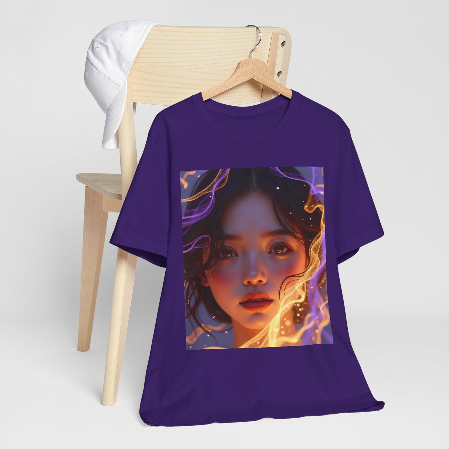 Enigmatic Portrait Tee, Unisex Graphic T-Shirt, Artistic Short Sleeve Shirt, Casual Everyday Wear, Unique Gift for Art Lovers