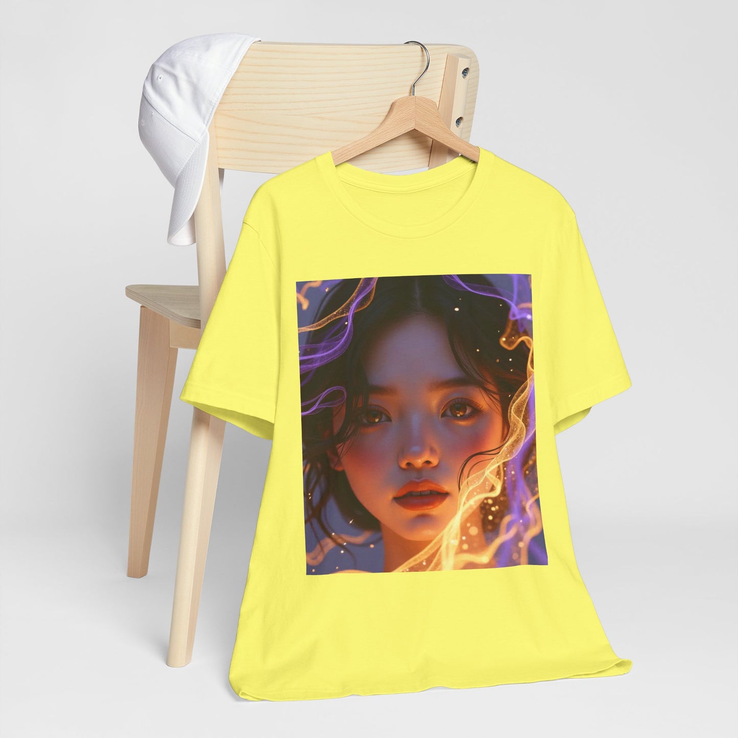 Enigmatic Portrait Tee, Unisex Graphic T-Shirt, Artistic Short Sleeve Shirt, Casual Everyday Wear, Unique Gift for Art Lovers