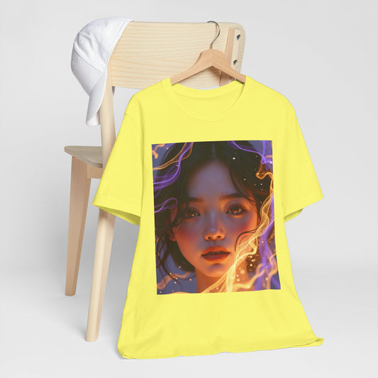 Enigmatic Portrait Tee, Unisex Graphic T-Shirt, Artistic Short Sleeve Shirt, Casual Everyday Wear, Unique Gift for Art Lovers