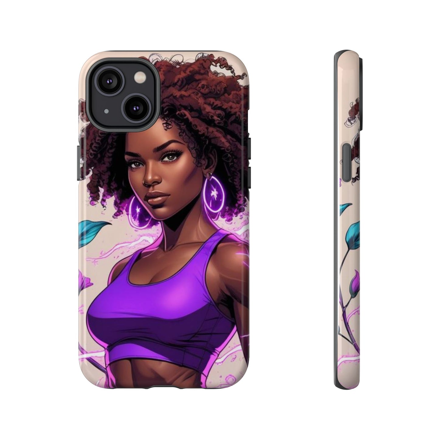Vibrant Phone Case featuring Empowering Design, Black Woman Art, Floral Phone Accessory, Tough Cases for Gifts, Unique Gift for Her