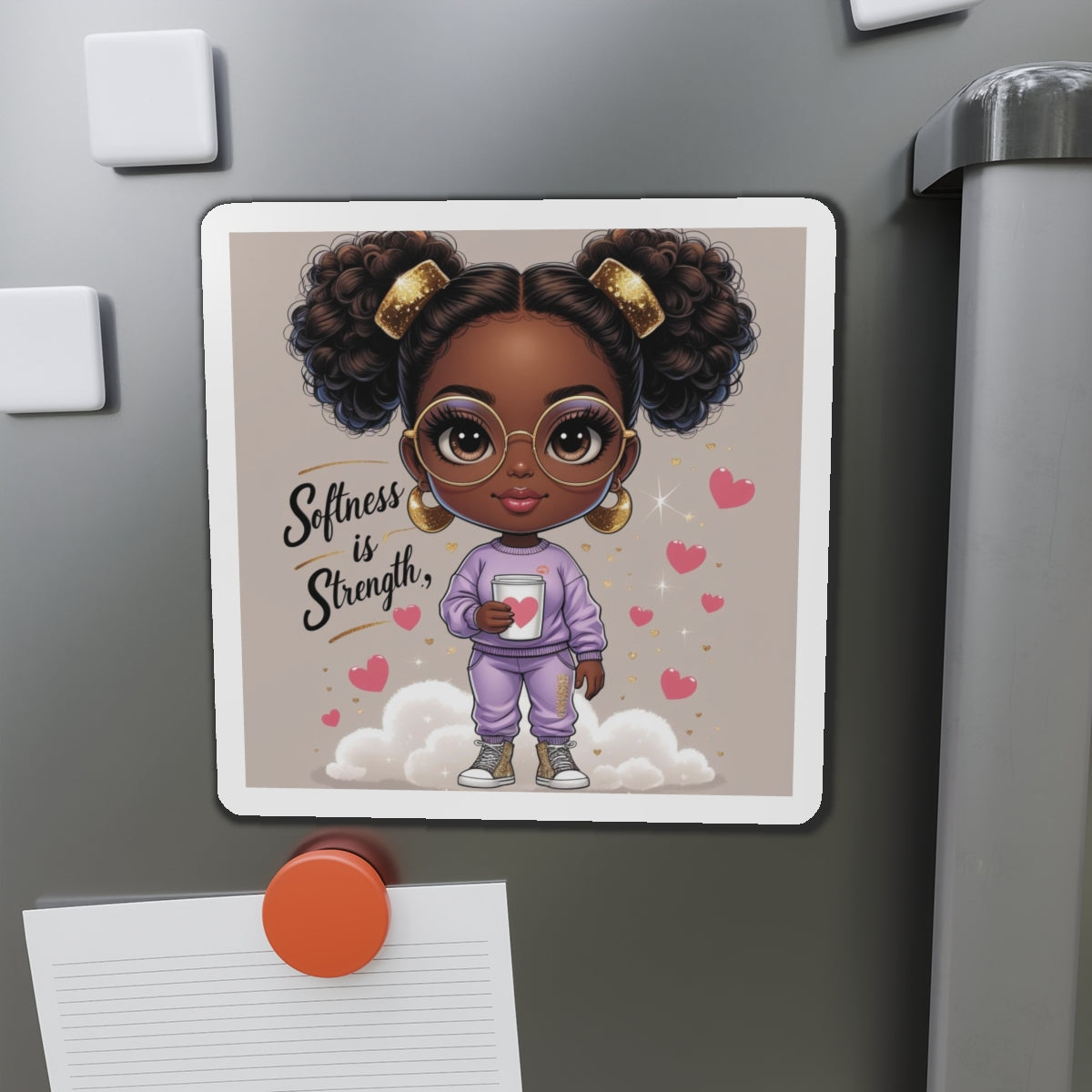Cute Die-Cut Magnets | Empowering Art for Home, Planner Decor, Gift for Teens, Softness is Strength