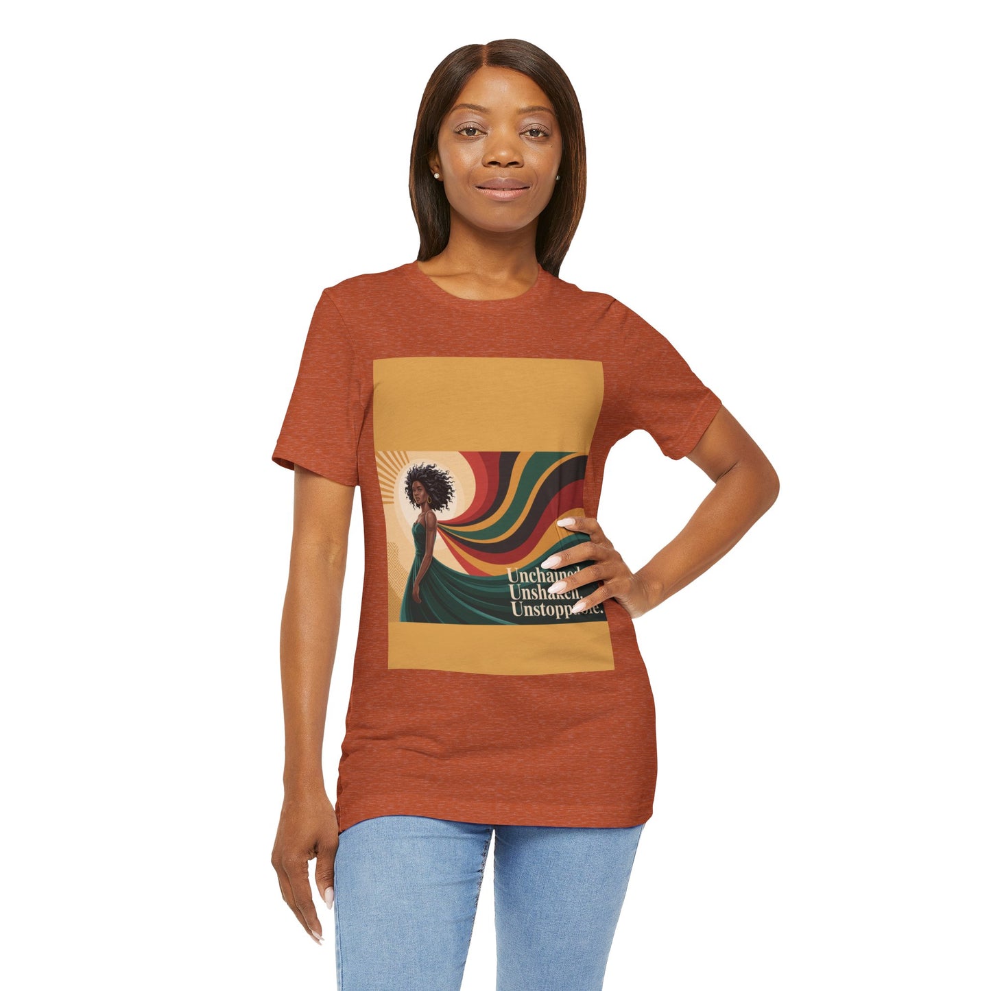 Unisex Inspirational Graphic Tee - Unchained, Unshaken, Unstoppable,