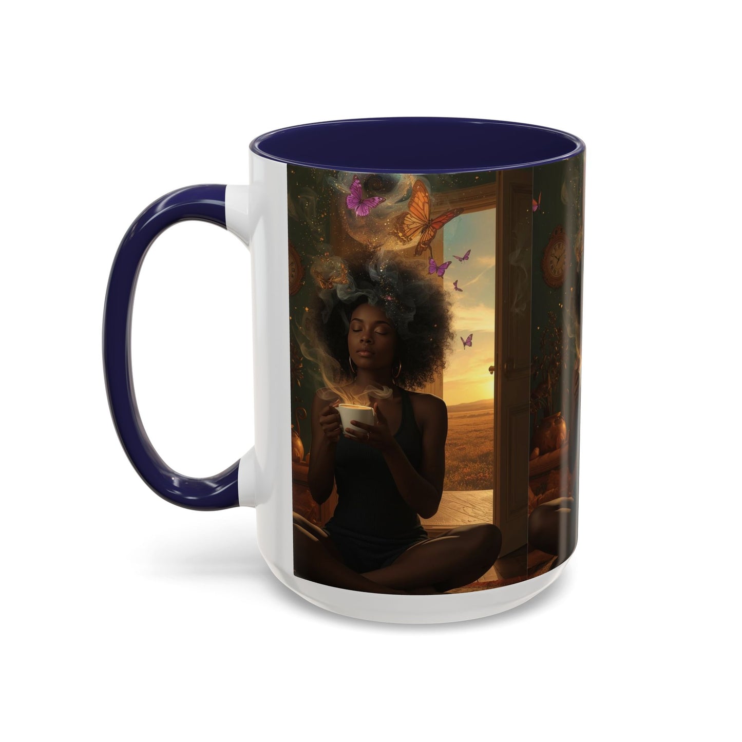 Serene Morning Accent Coffee Mug - Perfect for Tea Lovers, Unique Gift for Women, Cozy Home Decor, Butterfly Design Memento