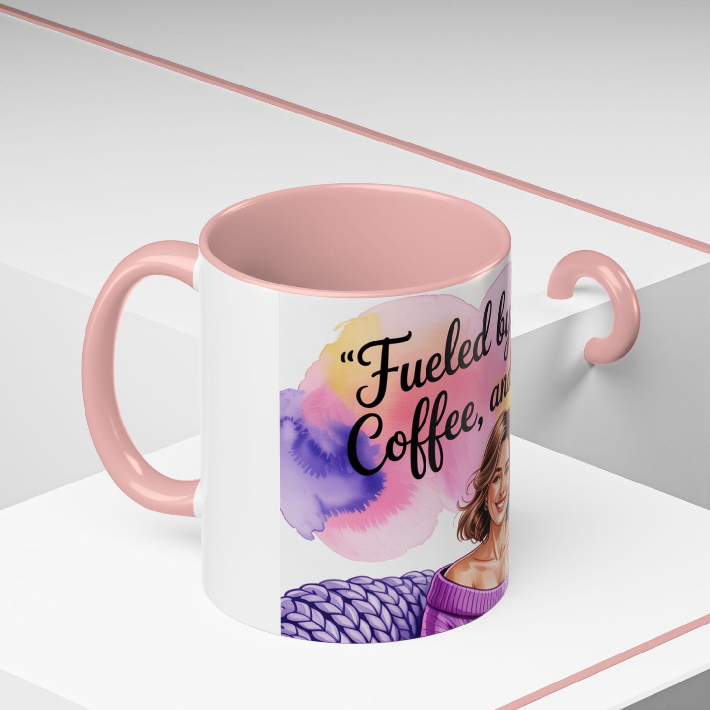 Fueled by Grace, Coffee, and Chaos Accent Coffee Mug, Colorful Design for Coffee Lovers, Hot chocolate